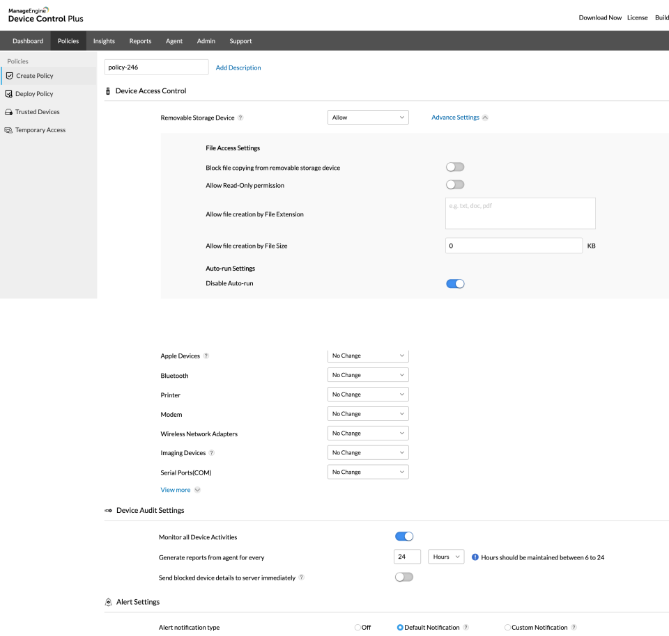 screenshot of ManageEngine Device Control Plus